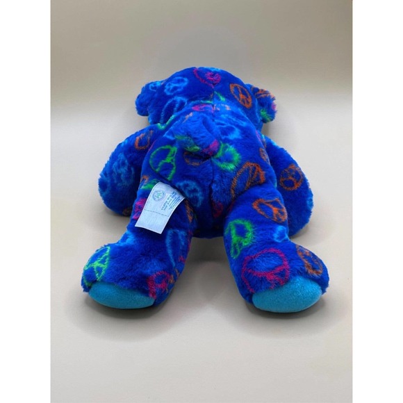 BABW / Build a Bear Workshop Royal Blue PEACE BEAR 13" Plush Stuffed Animal Toy - Picture 2 of 2